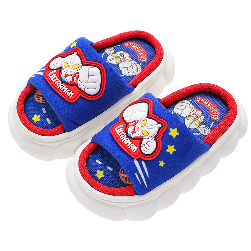 Ultraman themed breathable linen all-season kids slippers for boys by Bunnie & Minnie