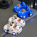 Light-up car print non-slip kids summer slippers with LED sole by Bunnie & Minnie