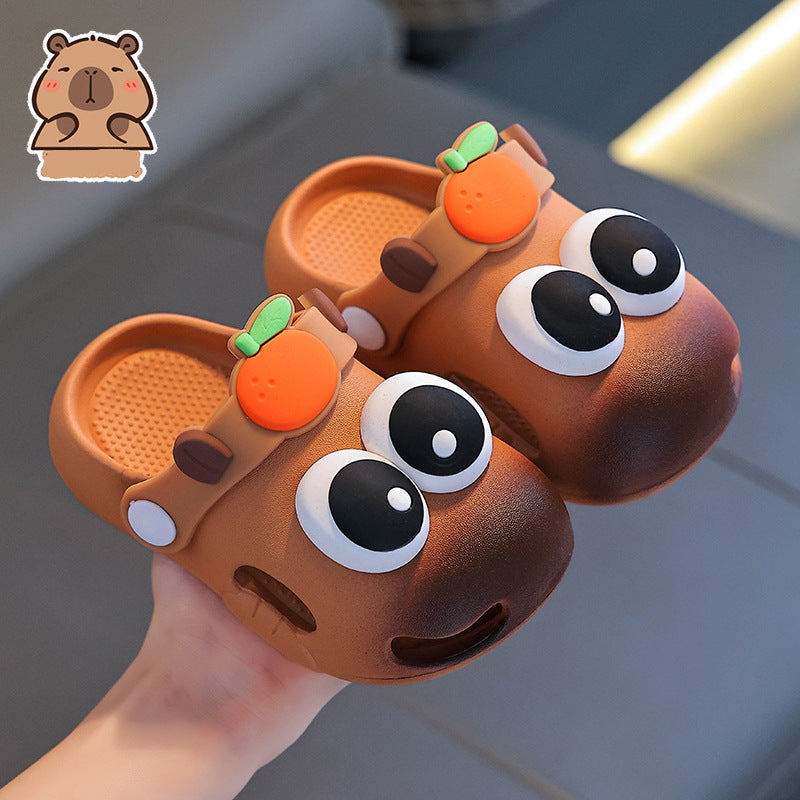 Breathable capybara print EVA clogs for kids with non-slip sole by Bunnie & Minnie