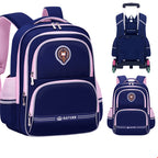 Girls 2-in-1 trolley school bag with detachable wheels and bow-tie design by Bunnie & Minnie