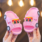 Car print LED light-up non-slip kids slippers for indoor and outdoor use by Bunnie & Minnie