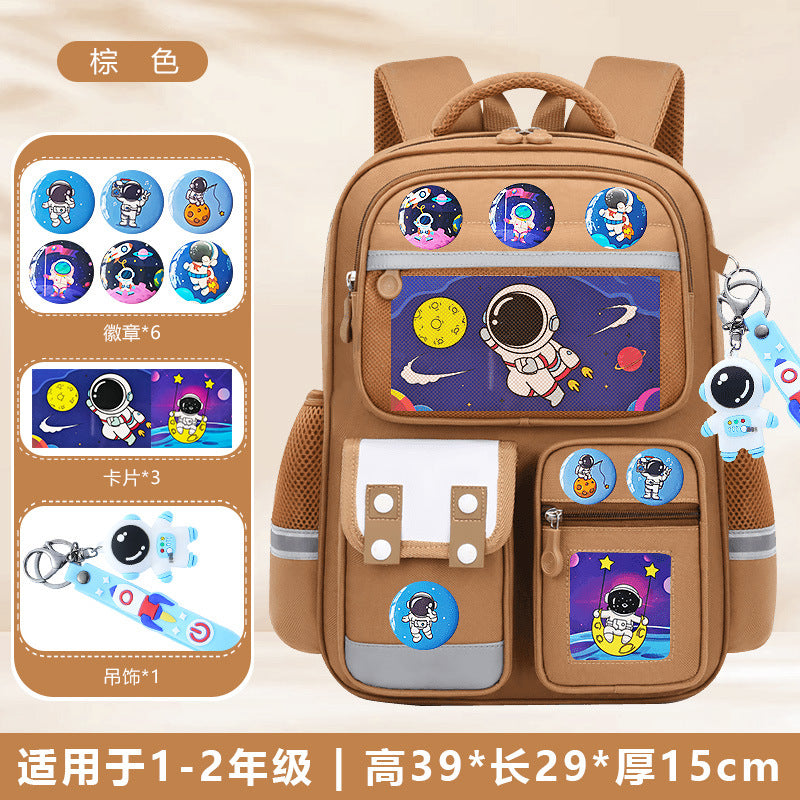 Astronaut space-themed large capacity school backpack for kids by Bunnie & Minnie