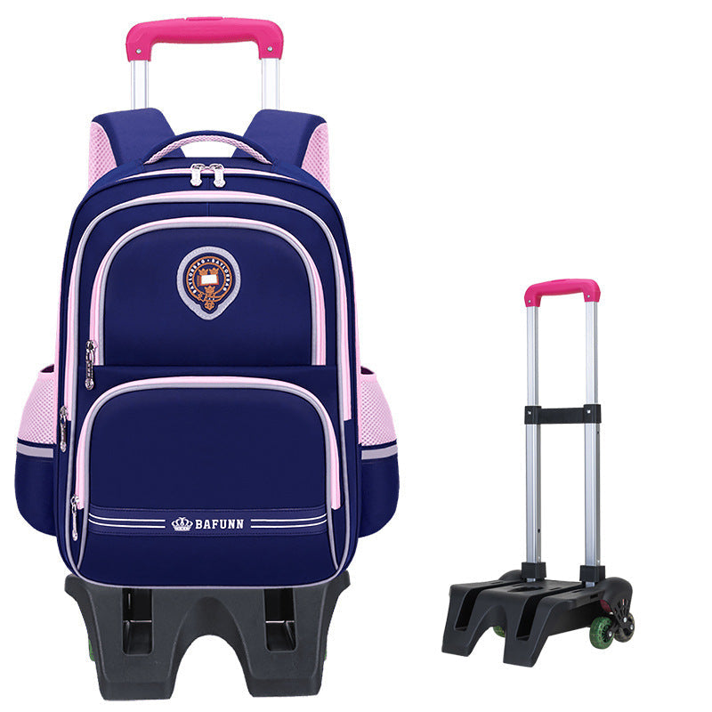Girls 2-in-1 trolley school bag with detachable wheels and bow-tie design by Bunnie & Minnie