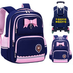 Girls 2-in-1 trolley school bag with detachable wheels and bow-tie design by Bunnie & Minnie