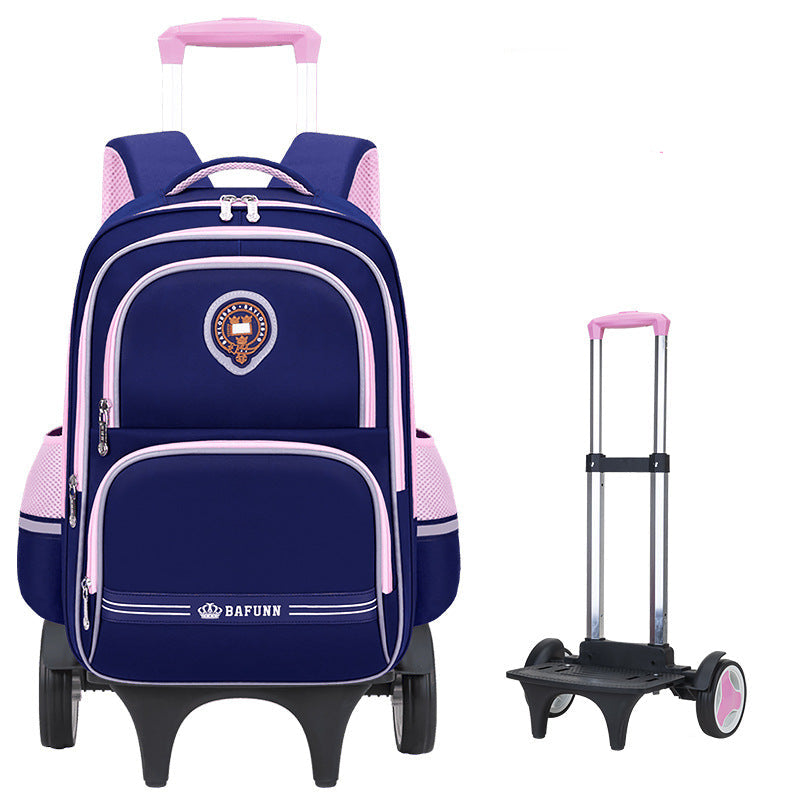 Girls 2-in-1 trolley school bag with detachable wheels and bow-tie design by Bunnie & Minnie