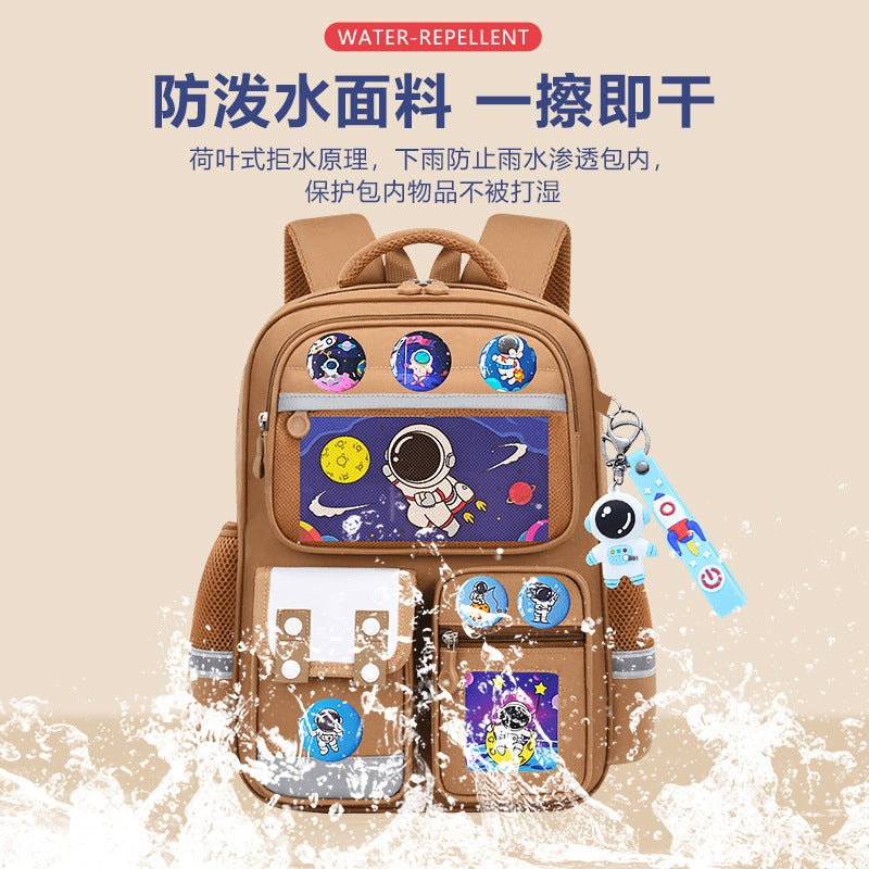 Astronaut space-themed large capacity school backpack for kids by Bunnie & Minnie