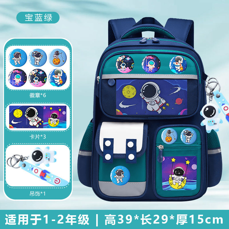 Astronaut space-themed large capacity school backpack for kids by Bunnie & Minnie