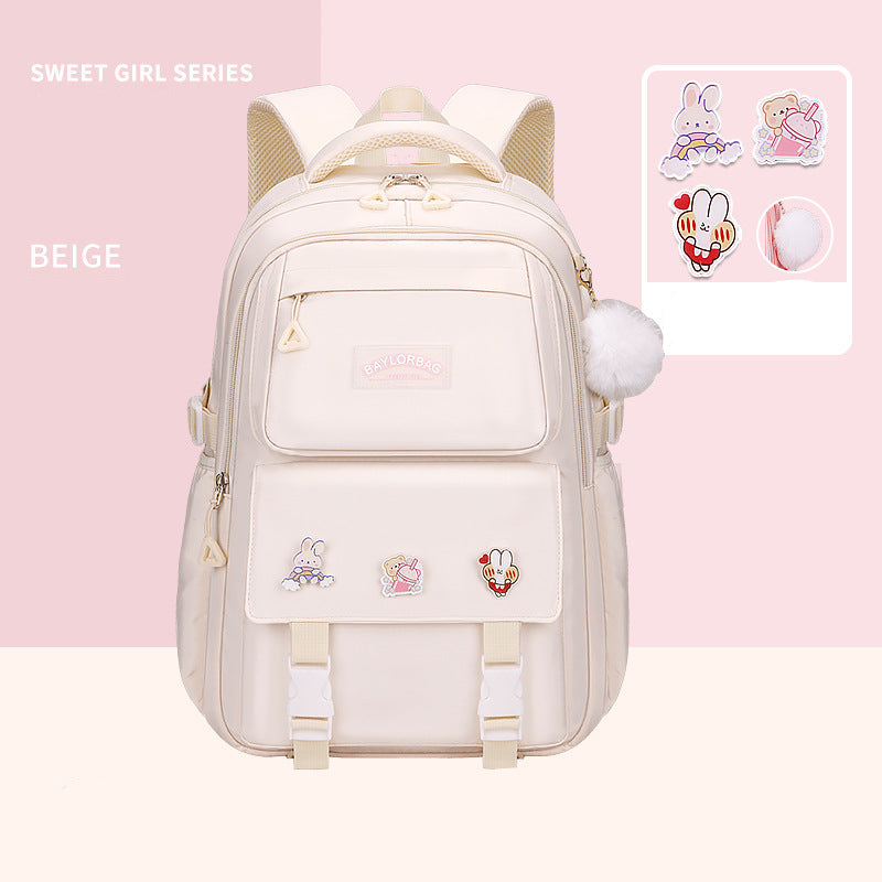 Ergonomic spine-safe school backpack for girls in pink and purple by Bunnie & Minnie