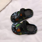 Dinosaur print thick-sole anti-collision kids clogs in multiple colours by Bunnie & Minnie