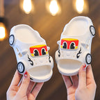 Car print LED light-up non-slip kids slippers for indoor and outdoor use by Bunnie & Minnie