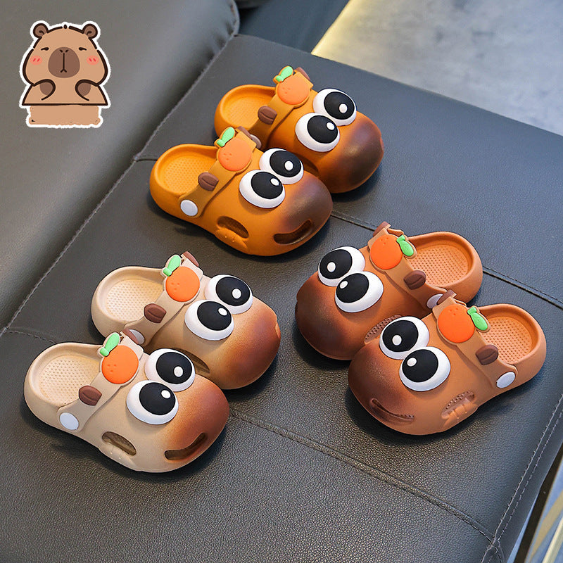 Breathable capybara print EVA clogs for kids with non-slip sole by Bunnie & Minnie