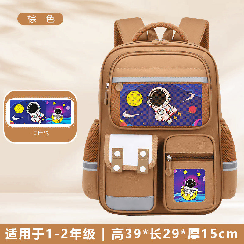 Astronaut space-themed large capacity school backpack for kids by Bunnie & Minnie