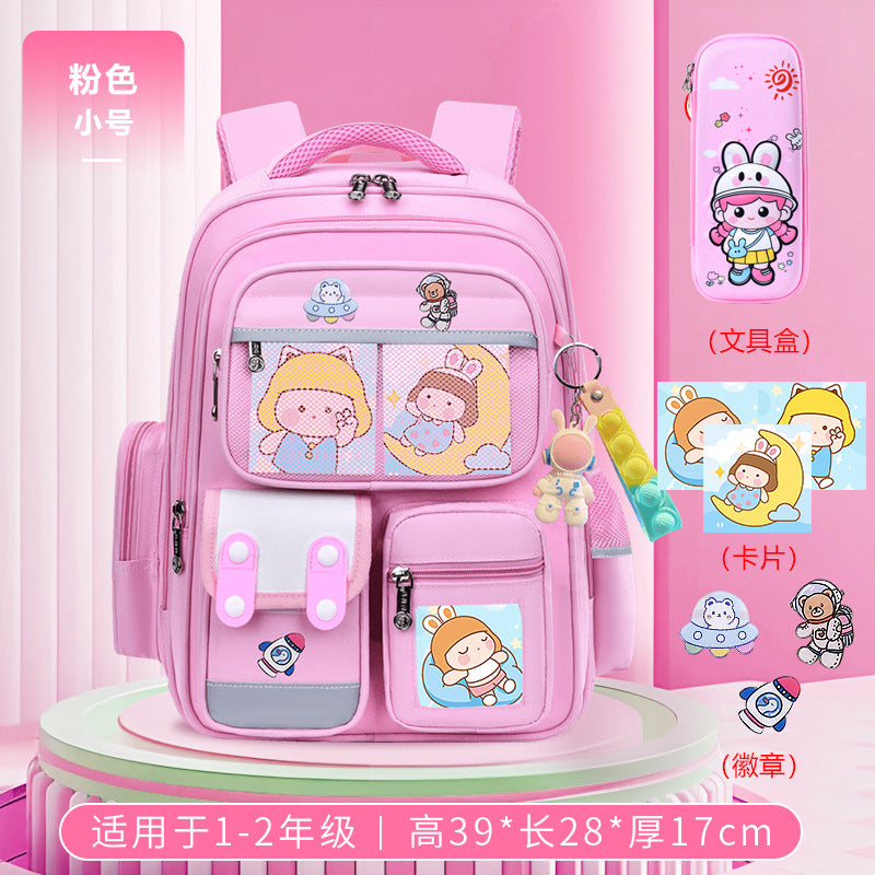 Cute bunny and capybara print lightweight waterproof kids school backpack by Bunnie & Minnie