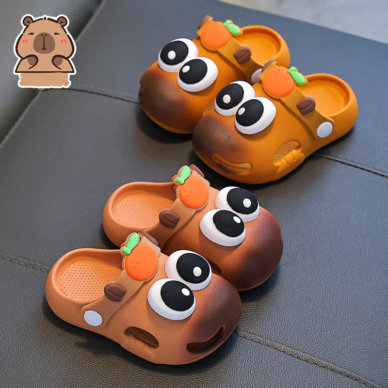 Breathable capybara print EVA clogs for kids with non-slip sole by Bunnie & Minnie