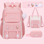 Ergonomic spine-safe school backpack for girls in pink and purple by Bunnie & Minnie