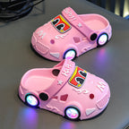 Light-up car print non-slip kids summer slippers with LED sole by Bunnie & Minnie