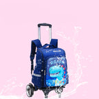 3D cartoon trolley school backpack with removable wheels for primary school kids by Bunnie & Minnie