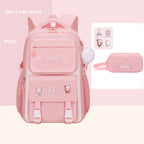 Ergonomic spine-safe school backpack for girls in pink and purple by Bunnie & Minnie