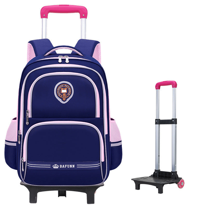Girls 2-in-1 trolley school bag with detachable wheels and bow-tie design by Bunnie & Minnie