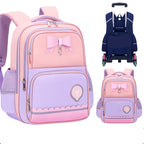 Girls 2-in-1 trolley school bag with detachable wheels and bow-tie design by Bunnie & Minnie
