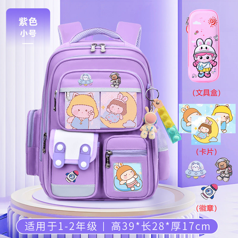 Cute bunny and capybara print lightweight waterproof kids school backpack by Bunnie & Minnie