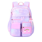 Gradient rainbow large capacity school backpack for girls with side opening by Bunnie & Minnie