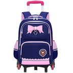 Girls 2-in-1 trolley school bag with detachable wheels and bow-tie design by Bunnie & Minnie