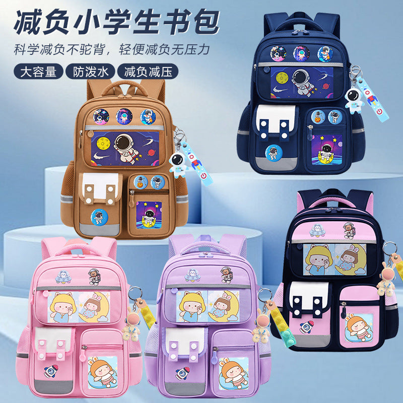 Astronaut space-themed large capacity school backpack for kids by Bunnie & Minnie