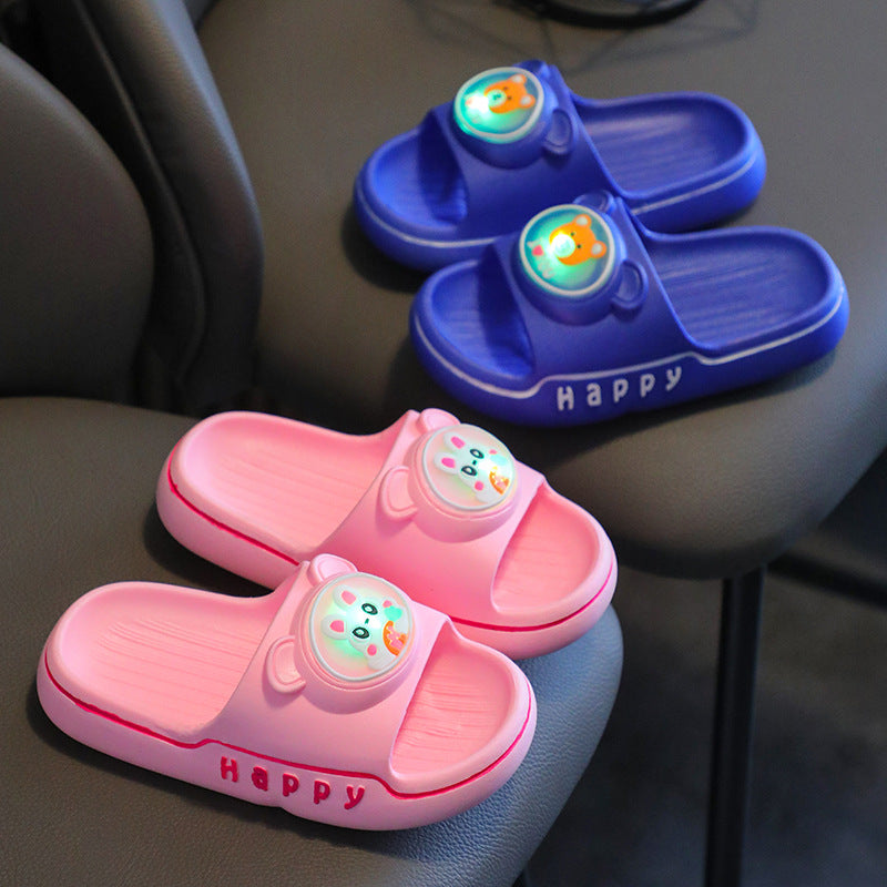 Princess light-up girls slippers with bunny and bear cartoon prints by Bunnie & Minnie