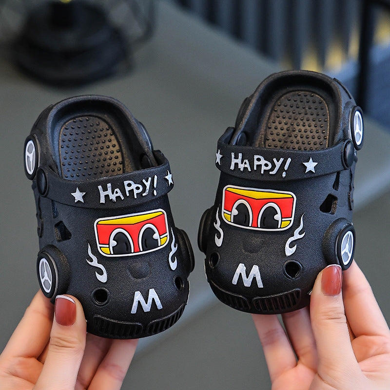 Light-up car print non-slip kids summer slippers with LED sole by Bunnie & Minnie