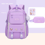 Ergonomic spine-safe school backpack for girls in pink and purple by Bunnie & Minnie