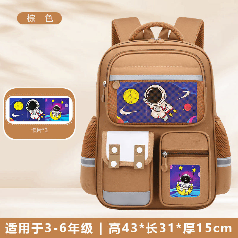 Astronaut space-themed large capacity school backpack for kids by Bunnie & Minnie