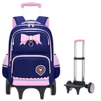 Girls 2-in-1 trolley school bag with detachable wheels and bow-tie design by Bunnie & Minnie